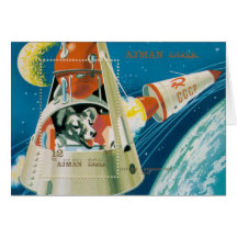 Laika First Dog In Space Note Card by Brad Hines