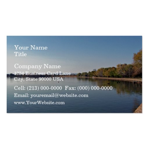 Lake against blue sky business card