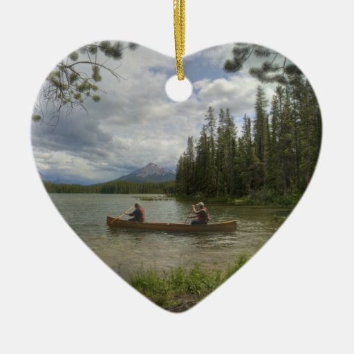 lake canoeing double sided heart ceramic christmas lake canoeing double sided heart ceramic christmas