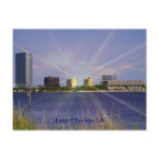 Lake Charles, LA Skyline with Sunburst postcard