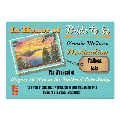Lake Destination Bachelorette Weekend Party Invite