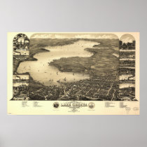 Lake Geneva WI 1882 Antique Panoramic Map posters