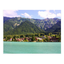 Lake mountain view in Swiss postcards