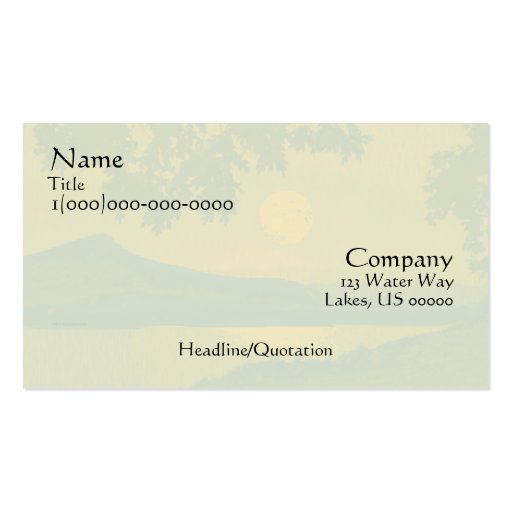 Lake Reflections Business Card (back side)