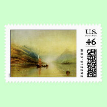 Lake Scene Watercolor Painting U.S. Postage Stamp! stamps