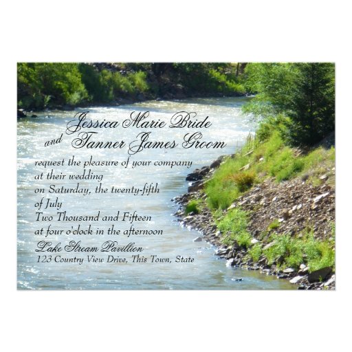 Lake Stream Nature Photography Wedding Personalized Announcements