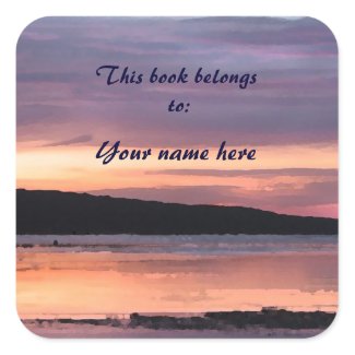 Lake Sunset Bookplate Square Sticker