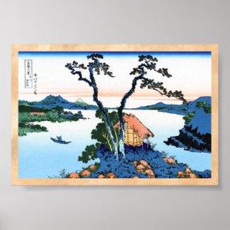 Lake Suwa in the Shinano province Hokusai Poster