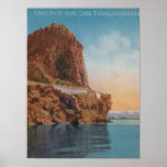 Lake Tahoe, CA - Cave Rock from the Lake View Print