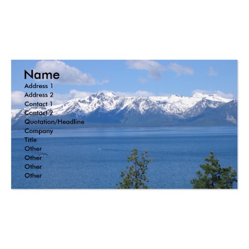Lake Tahoe California Business Cards (front side)