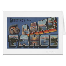 Lake Tahoe, California - Large Letter Scenes Greeting Card