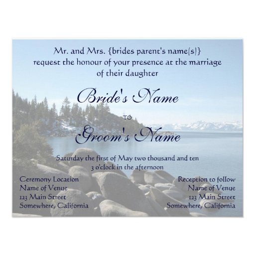 Lake Tahoe Wedding Custom Invite
