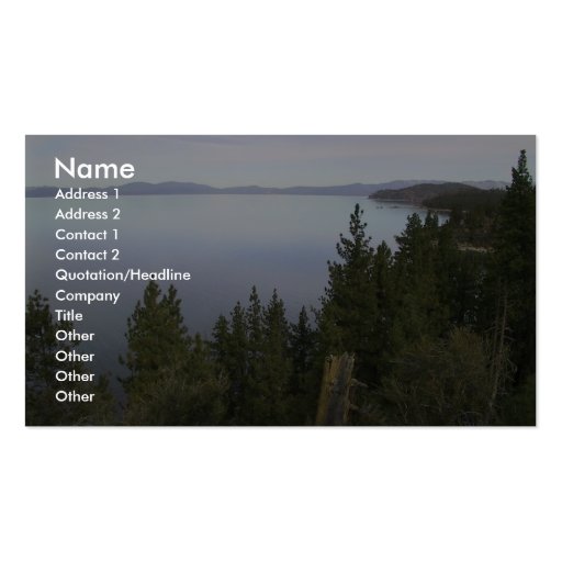 Lake Tahoe With Pine Trees Business Cards (front side)