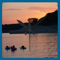 Lake Travis Sunset Clock wall clocks
