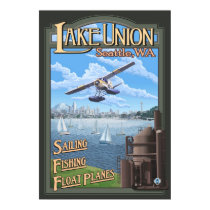 Lake Union Float Plane - Seattle, WA Travel Poster posters by LanternPress Lake Union Float Plane - Seattle, WA Travel Poster posters