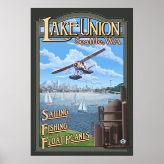 Lake Union Float Plane - Seattle, WA Travel Poster print