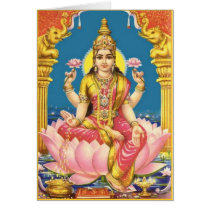 Lakshmi: Triple Lotus Greeting Card