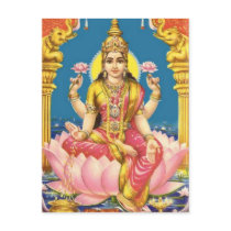 Lakshmi: Triple Lotus Postcard