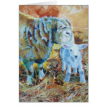 Lamb and sheep painting greeting card