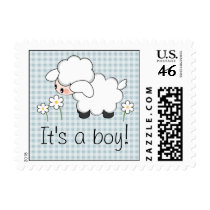 Lamb Baby Boy Shower Announcement Postage Stamps