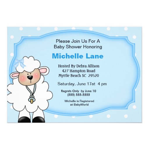 Lamb   Baby Boy Shower Invitations