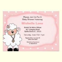 Lamb   Baby Girl  Shower Invitations invitations