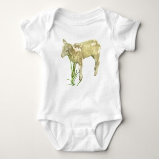 Lamb Grazing in Grass Baby Bodysuit
