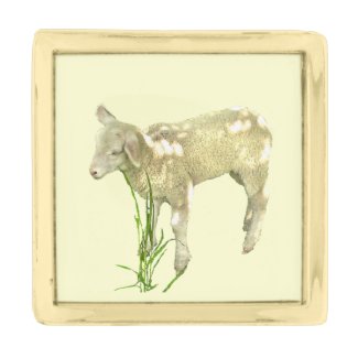 Lamb Grazing in Grass Lapel Pin