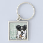 Lamb Lover Border Collie Keychain