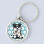 Lamb Lover Border Collie Keychain