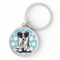 Lamb Lover Border Collie Keychain