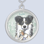 Lamb Lover Border Collie Round Necklace