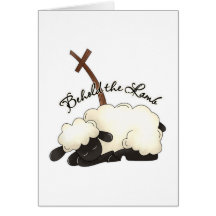 Lamb with crucifix Behold the Lamb Card
