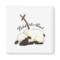 Lamb with crucifix Behold the Lamb magnets