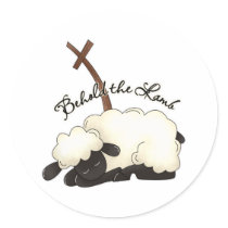 Lamb with crucifix Behold the Lamb stickers by robynsnest Lamb with crucifix Behold the Lamb stickers