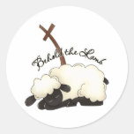 Lamb with crucifix Behold the Lamb Stickers