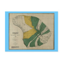 Lanai, 1878, Vintage Hawaii Map postcards