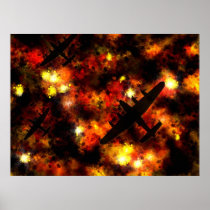 Lancaster Bomber Night Raid Print