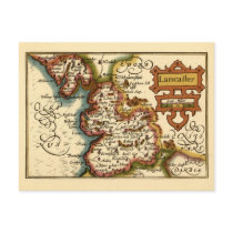 "Lancaster" Lancashire County Map Postcards