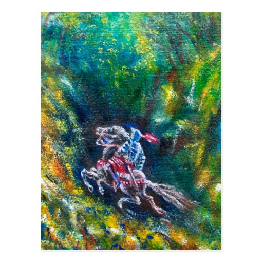 LANCELOT RIDING IN GREEN FOREST POST CARDS