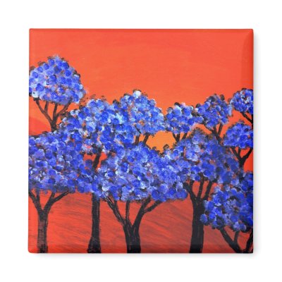 Land of Blue Trees Refrigerator Magnet by rippleart