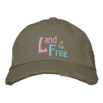 Land of the Free, America is Beautiful embroidered hats