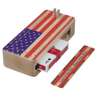 Land of the Free American Flag Patriotic Cribbage