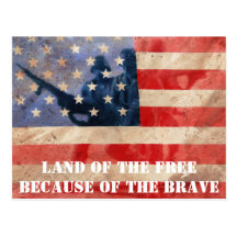 Land of the Free Because of the Brave Postcard
