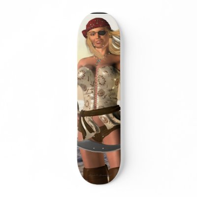Land Pirate Sexy Girl Pinup Custom Skateboard Deck by sexyshirts2