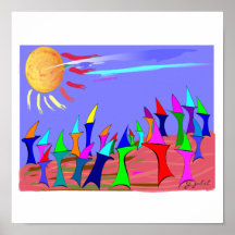 Land Sharks Playing On The Beach Print
