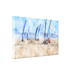 Land Yatchs Cefn Sidan Wales Stretched Canvas Print