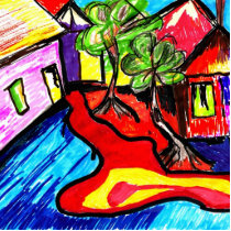 landscape colorful art - deco sculpture photo cutouts