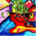 landscape colorful art - deco sculpture photo cutouts
