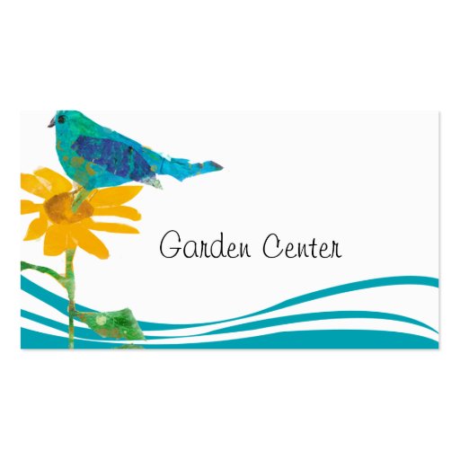 Landscape Garden Bird Sunflower Business Card Template (back side)